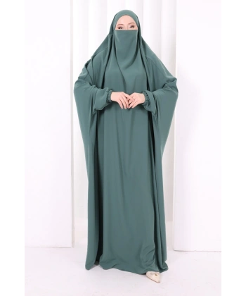 Kendinden Peçeli Sufleli Cilbab 6096 Mint