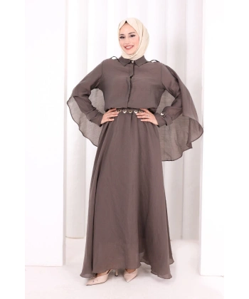 Kloş Etek Tunik Takım 8028 Duman