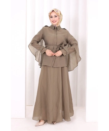 Kloş Etek Tunik Takım 8028 Haki
