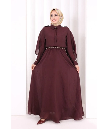 Kloş Etek Tunik Takım 8028 Mürdüm