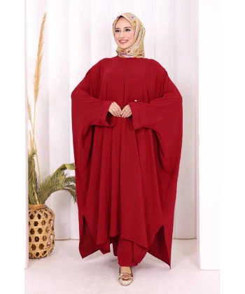 Kol Düğme Detaylı Tunik Pantolon İkili Takım 8688 Bordo
