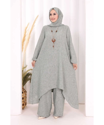 Kolyeli Tunik Pantolon Takım ŞAL HEDİYE! 8020 Mint