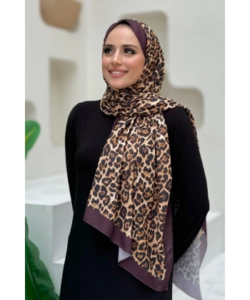 Leopar Desenli Şal 2067 Mürdüm