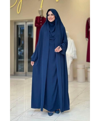 Medine Kendinden Peçeli Sufleli Cilbab 6032 Lacivert