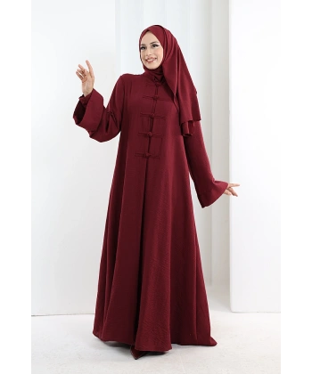 Önden Bağlamalı Tunik Üçlü Takım 7080 Bordo