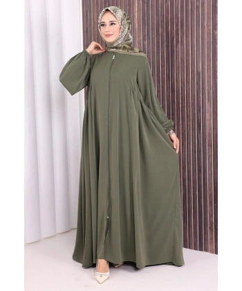 Oval Büzgülü Kol Manşetleri Lastikli  Ferace 6005 Haki
