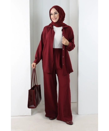 Pantolon Gömlek Takım 8708 Bordo