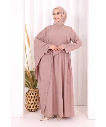 Pelerinli Elbise 6068 Gül Kurusu