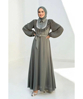 Pilise Kol Detaylı Elbise 3949 Mint