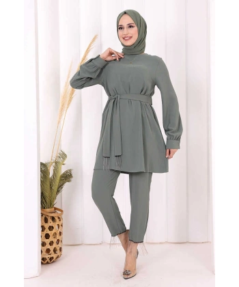 Püskül Detaylı Tunikli Pantolon İkili Takım 8424 Mint