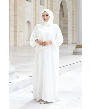 Şallı Namaz Elbisesi 3857 Ekru
