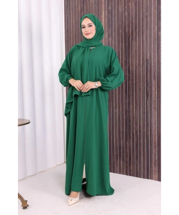 Şallı Namaz Elbisesi 3857 Zümrüt