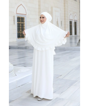Sufleli Namaz Elbisesi 6034 Ekru
