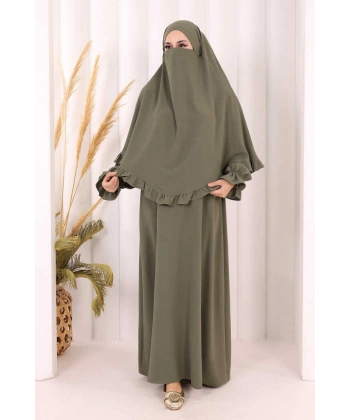 Sufleli Namaz Elbisesi 6034 Haki