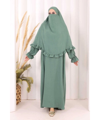 Sufleli Namaz Elbisesi 6034 Mint