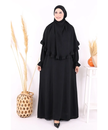 Sufleli Namaz Elbisesi 6034 Siyah