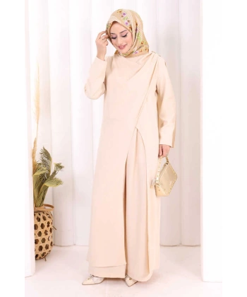 Tek Omuz Gold Toka Detaylı Tunik Pantolon Takım 8698 Taş