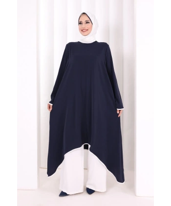 Tunik Şal ve Pantolon Üçlü Takım 8030 Lacivert