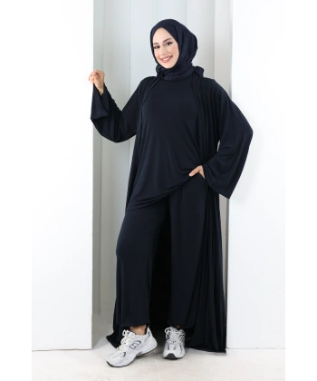 Uzun Hırkalı Üçlü Takım 8713 Lacivert