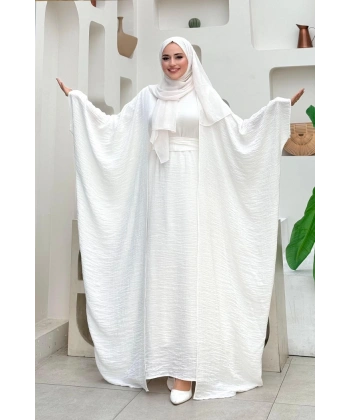 Yarasakol Abayalı Elbise Takım 8497 Ekru