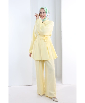Yarasakol Düğmeli Takım 8705 Sarı
