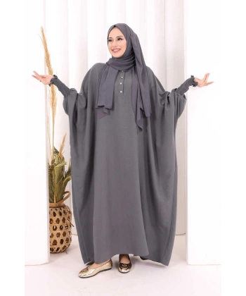 Yarasakollu Elbise 6077 Antrasit