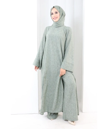 Yırtmaçlı Tunik Üçlü Takım 8035 Haki