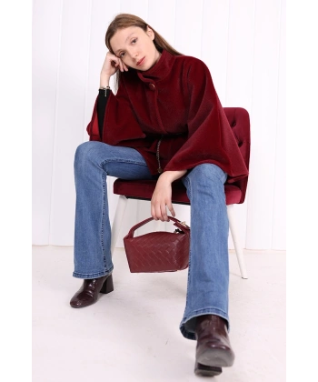 Zincir Kemer Detaylı Panço 70032 Bordo