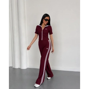 Bordo Alo Çift Şeritli Modal İkili Takım