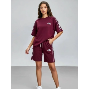 Bordo Nf Oversize Unisex Şortlu Takım
