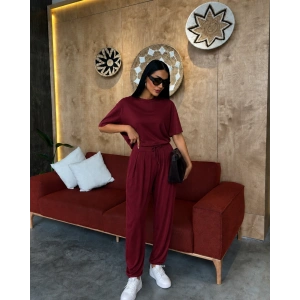 Bordo Oysho Modal Kumaş Şalvar İkili Takım