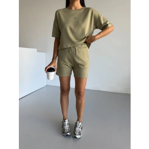 Haki Alo Yoga Modal Crop Şortlu Takım