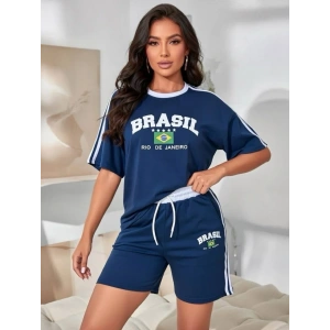 Lacivert Brasil Oversize Unisex Şortlu Takım