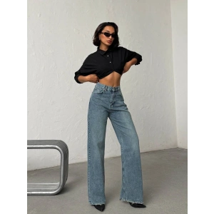 Mavi Wide Leg Yüksek Bel Jean Pantolon