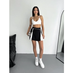 Siyah Çift Renk Modal Şort Etek