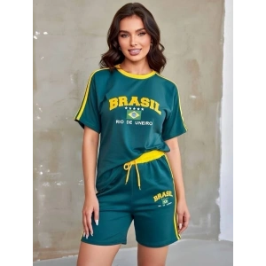 Yeşil Brasil Oversize Unisex Şortlu Takım