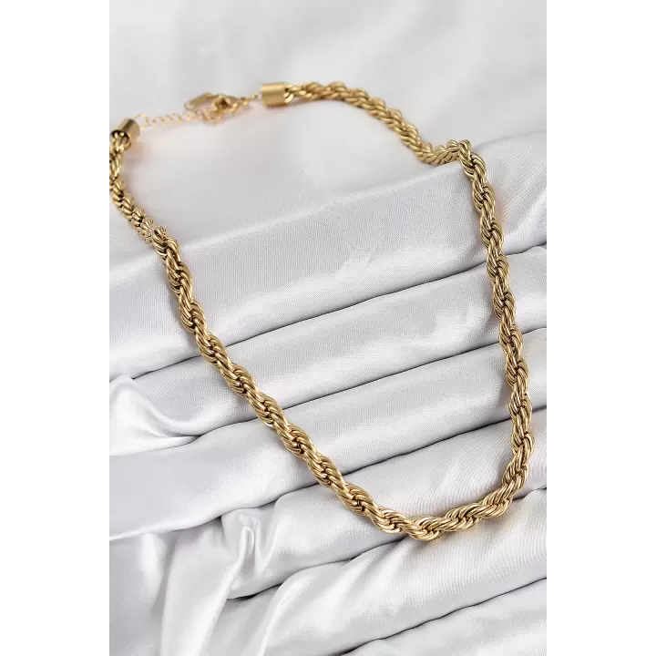316L Çelik Burgu Model Gold Renk Kadın Kolye