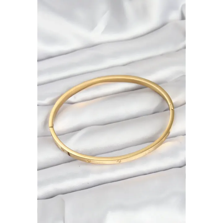 316L Çelik Gold Renk 65 mm İnce Kadın Kelepçe Bileklik