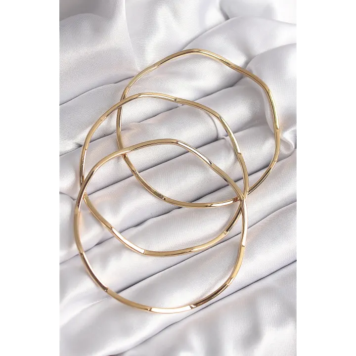 316L Çelik Gold Renk 65 mm Zikzak Model Ajda Bilezik