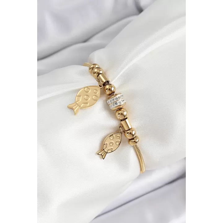 316L Çelik Gold Renk Balık Model Kadın Bileklik