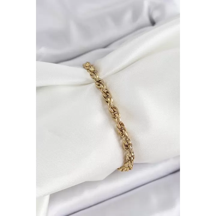 316L Çelik Gold Renk Burgu Model Kadın Bileklik