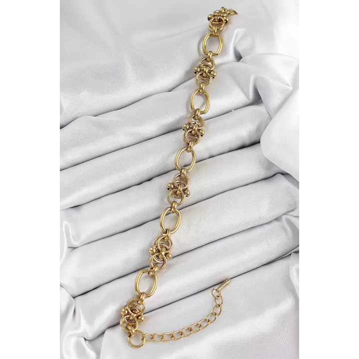 316L Çelik Gold Renk Zincirli Kadın Bileklik