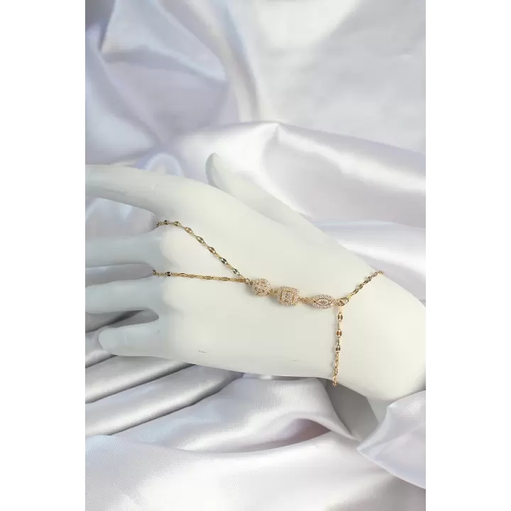 316L Çelik Gold Renk Zirkon Taşlı Baget Şahmeran
