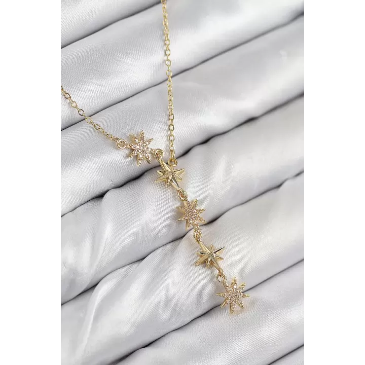 316L Çelik Yıldız Model Gold Renk Kadın Kolye