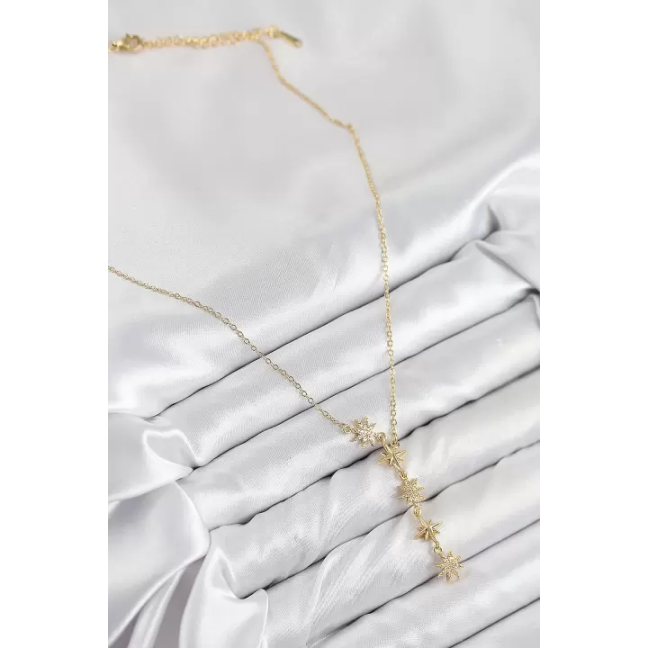 316L Çelik Yıldız Model Gold Renk Kadın Kolye