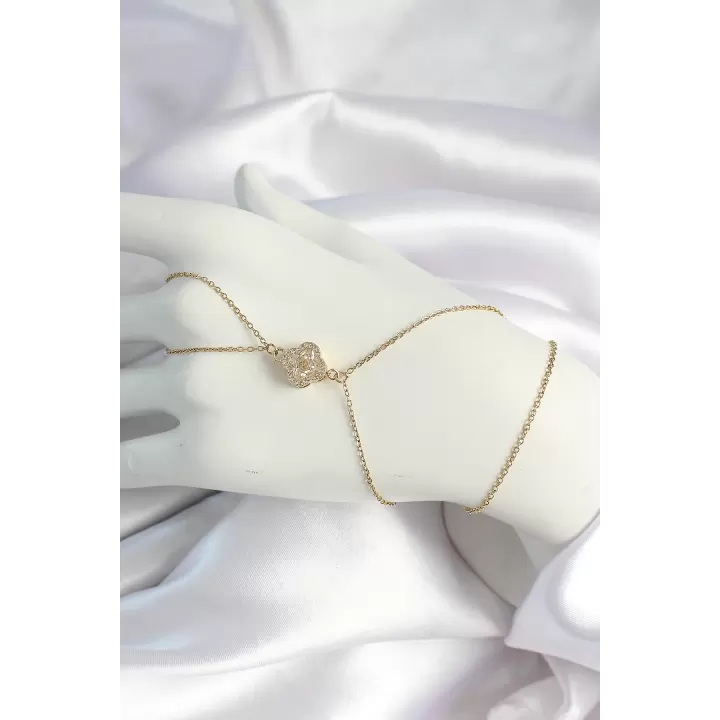 316L Çelik Zincirli Gold Renk Zirkon Taşlı Şahmeran
