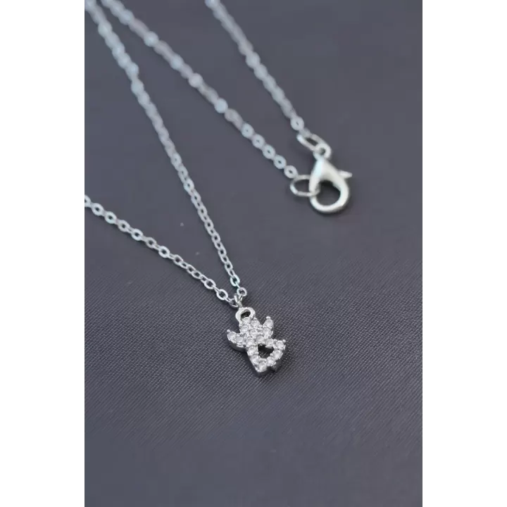 Minimal Melek Silver Renk Zirkon Taşlı Kadın Kolye