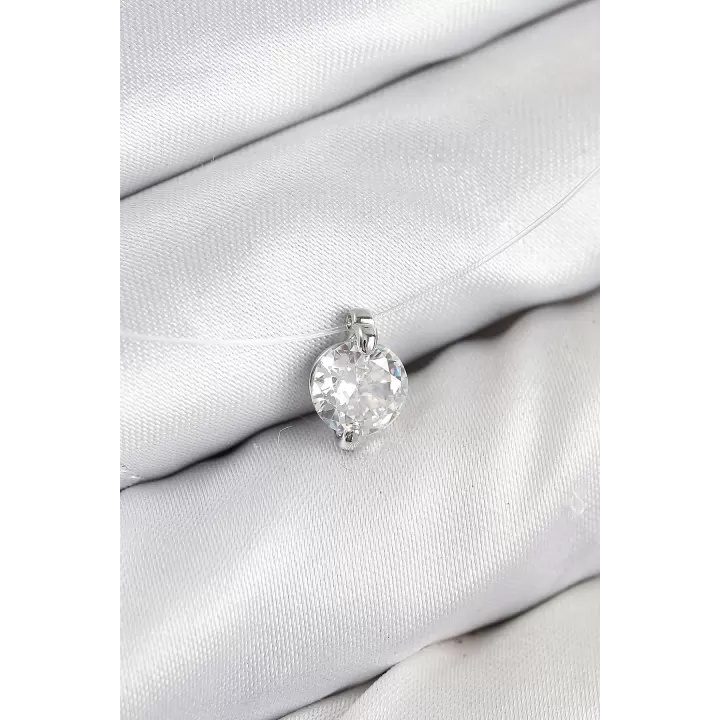Misineli Zirkon Taşlı Model Gümüş Renk Hayalet Kolye