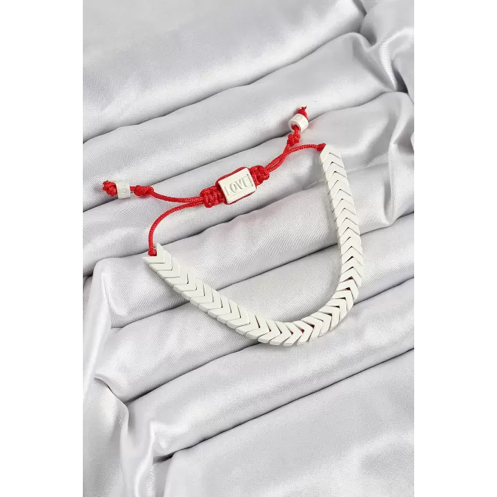 Pirinç Asansörlü Beyaz Juju Kadın Bileklik