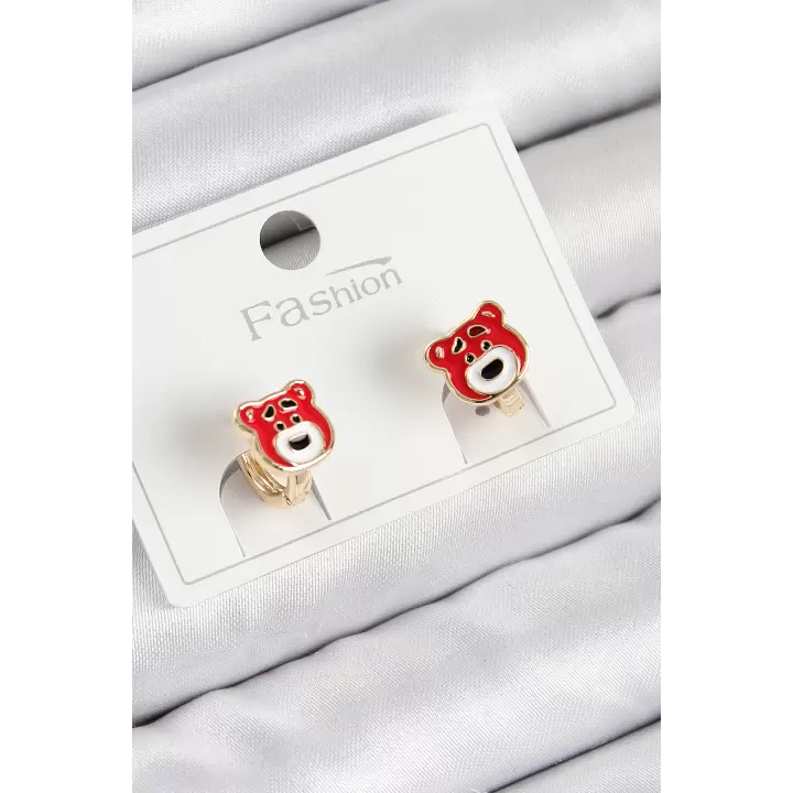 Pirinç Ayıcık Model Gold Renk Çocuk Küpe